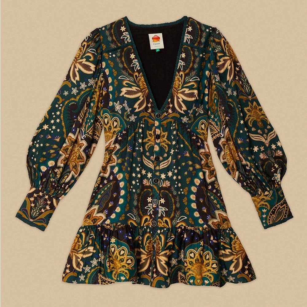 New Farm Rio women’s  Jaipur Viscose Long Sleeve Dress size small